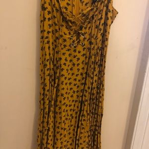 Yellow Black Floral Dress